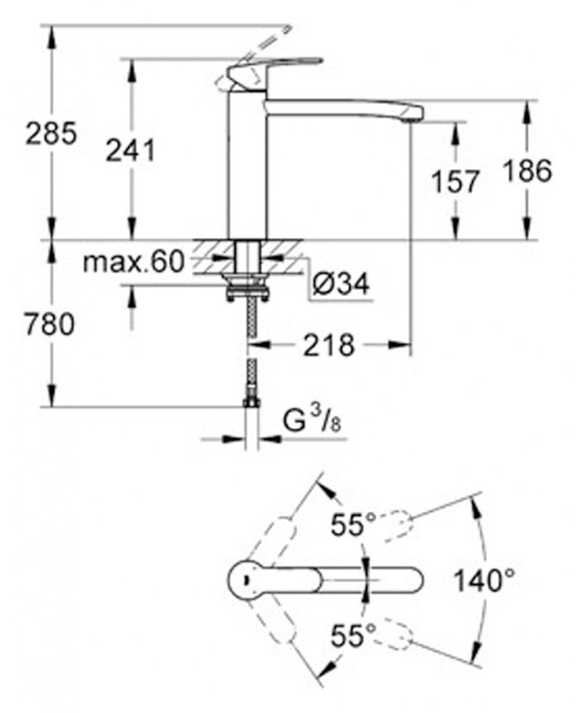 Смеситель Grohe Eurostyle Cosmopolitan для кухни 31159002 схема 2