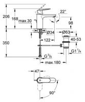 Смеситель Grohe Eurosmart Cosmopolitan для раковины 2339600E схема 3