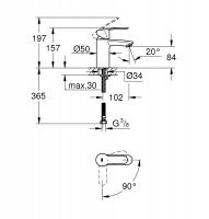 Смеситель Grohe Eurosmart Cosmopolitan для раковины 2337320E схема 2