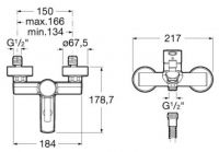 Смеситель Roca Targa для ванны и душа 7.5A02.6.0C0.0 схема 2