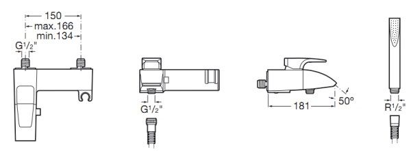 Смеситель Roca Thesis для ванны и душа 7.5A01.5.0C0.0 ФОТО