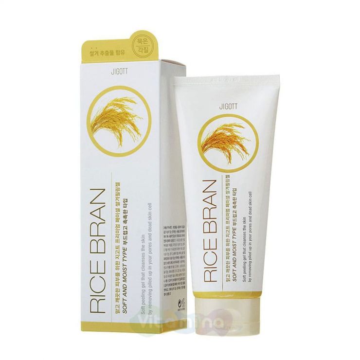 Jigott Мягкий пилинг-гель с рисовыми отрубями Premium Facial Rice Bran Peeling Gel, 180 мл