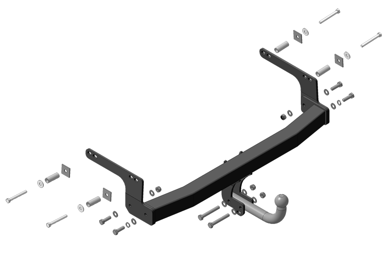 Фаркоп "Motodor" с оцинкованным шаром Renault Kaptur 2016- без выреза в бампере. Тип шара: A. Нагрузки: 1500/75 кг
