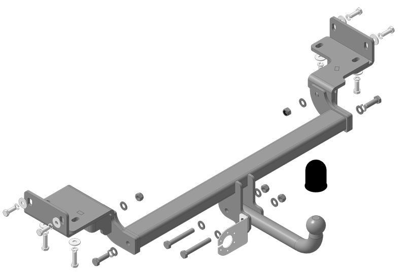 Фаркоп "Motodor" с оцинкованным шаром Kia Sportage дорестайл 2016-2018 без выреза в бампере. Тип шара: A. Нагрузки: 1900/120 кг