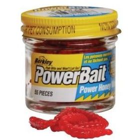 Силиконовая приманка червь Berkley PowerBait 2,5 см красная (1089416) 55 шт