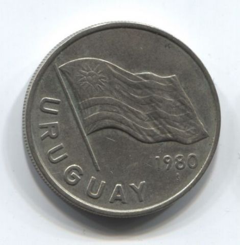 5 песо 1980 года Уругвай XF