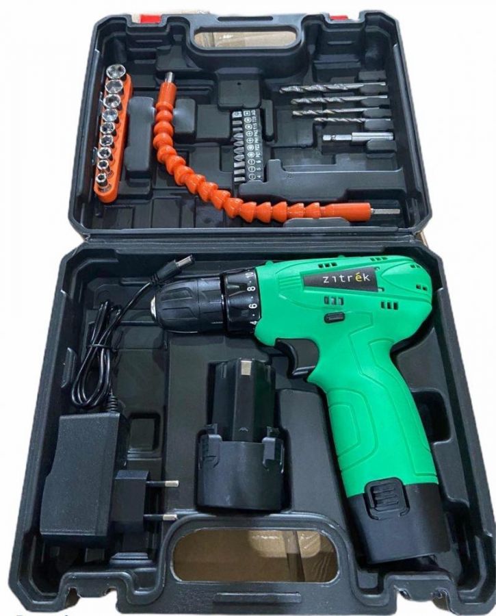 Дрель аккумуляторная Zitrek Green 12 PRO (12В, 2 Li-ion аккум., кейс, гибкий удл., сверла, биты) 063-4073