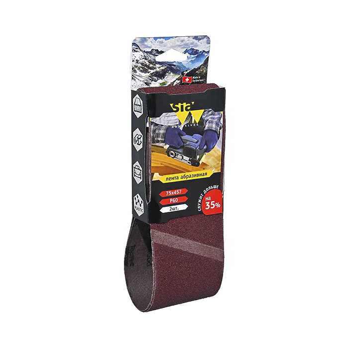 Sia Abrasives siawood 2920 Шлифовальная лента бесконечная, размер 75мм. х 457мм., P60, в упаковке 2шт.