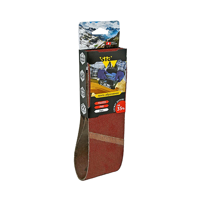 Sia Abrasives siawood 2920 Шлифовальная лента бесконечная, размер 75мм. х 533мм., P40, в упаковке 2шт.