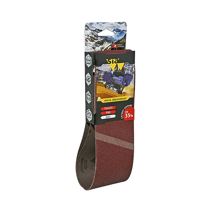 Sia Abrasives siawood 2920 Шлифовальная лента бесконечная, размер 75мм. х 533мм., P60, в упаковке 2шт.