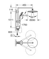 Душевая стойка Grohe Euphoria 260 27421002 с верхним душем и переключателем схема 2