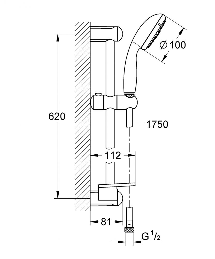 Душевой набор Grohe New Tempesta 100 IV 28436002 (28436001) с полочкой схема 2