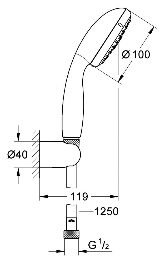 Душевой гарнитур Grohe Tempesta New 27799001 (27799000) схема 2