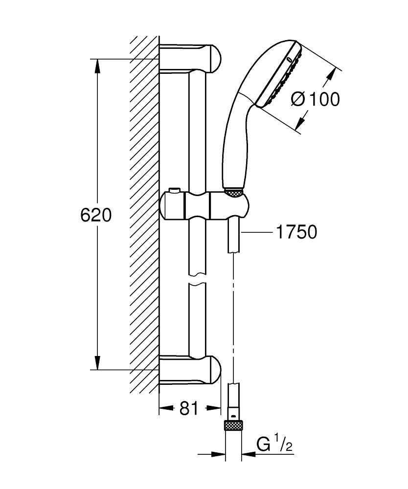 Душевой гарнитур Grohe Tempesta New 100 27853000 схема 2