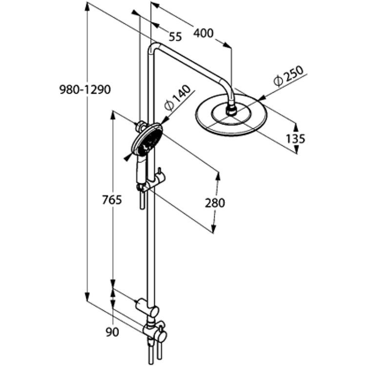 Стойка душевая Kludi Freshline Dual Shower System 6709005-00 без смесителя ФОТО