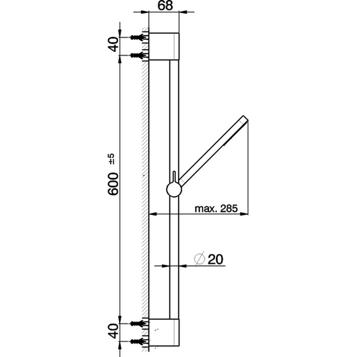 Душевой гарнитур Cisal Shower DS01060021 со штангой 60 ФОТО