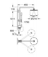 Душевой гарнитур Grohe Rainshower 27058000 с верхним душем схема 2