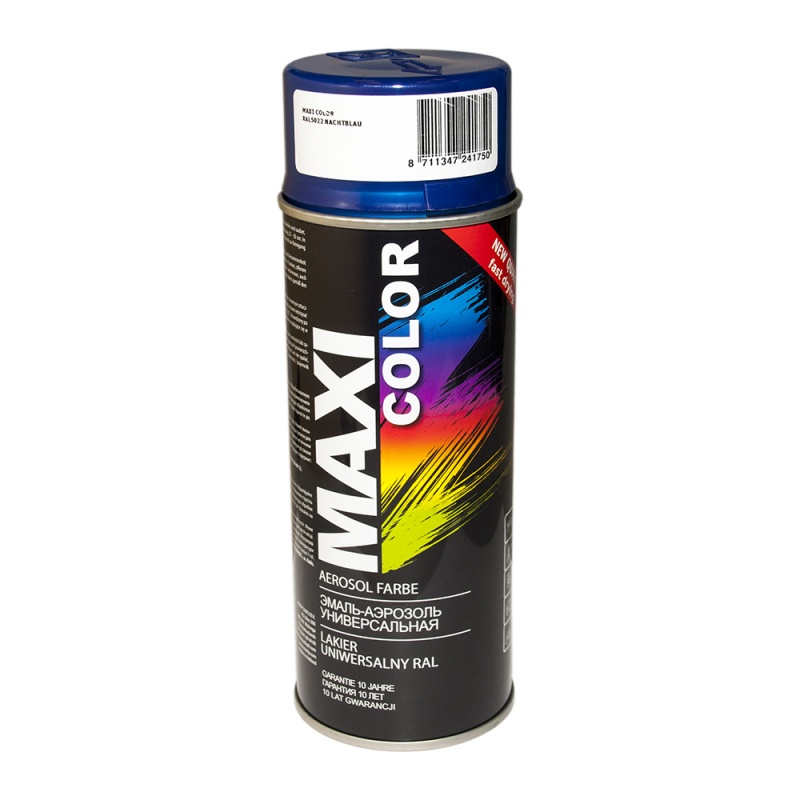 MaxiColor Аэрозольная эмаль RAL Professional, название цвета "Ночной синий", глянцевая, RAL5022, объем 400 мл.