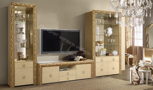 Тумба телевизионная 1,6 м с тремя ящиками и двумя дверями Тиффани Премиум