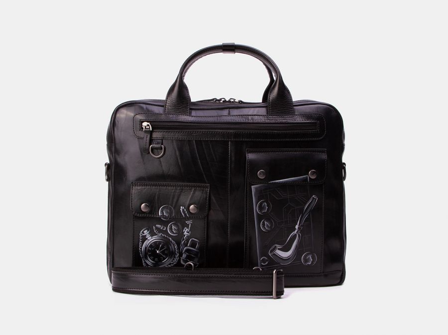 Сумка-портфель из натуральной кожи Alexander-TS «PF0019 Black Шерлок»