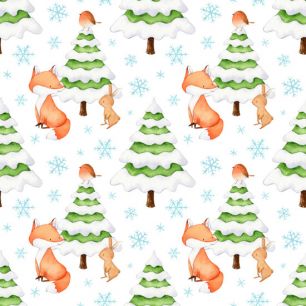 Хлопок Перкаль Ёлочки и лисички 50х37 limit