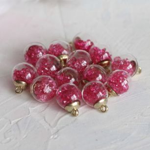 Бусина-подвеска с малиновыми стразами