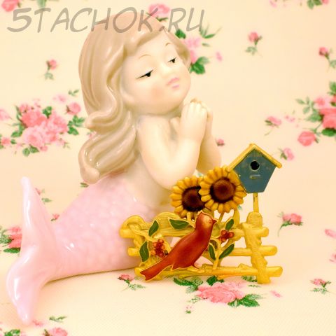 Брошь "Птичка кардинал, подсолнечник и скворечник" (США)