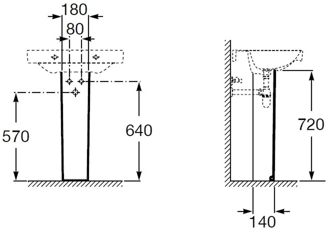 Пьедестал для раковины roca debba 33799000y схема 3
