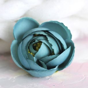 Цветок тканевый Пион темно-бирюзовый 4.5 см