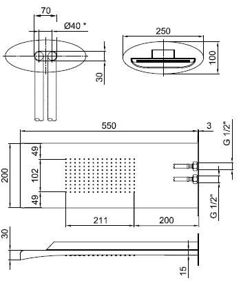 Верхний душ Webert Comfort AC0741845 схема 4