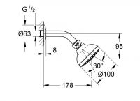 Верхний душ Grohe New Tempesta 100 III 26088001 (26088000) с душевым кронштейном схема 1