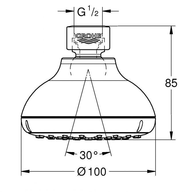 Верхний душ Grohe New Tempesta 100 I 26050001 (26050000) схема 1