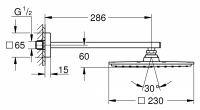 Верхний душ Grohe Rainshower Allure 26054000 с душевым кронштейном без ограничения расхода воды схема 4