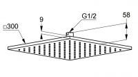 Верхний душ Kludi A-Qa 6443005-00 30 x 30 см квадратный схема 2