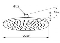 Верхний душ Kludi A-Qa 6432591-00 D25 см круглый схема 2