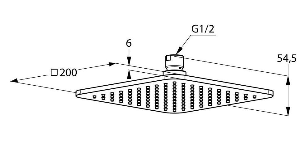 Верхний душ Kludi A-Qa 6452005-00 20 x 20 см квадратный схема 2