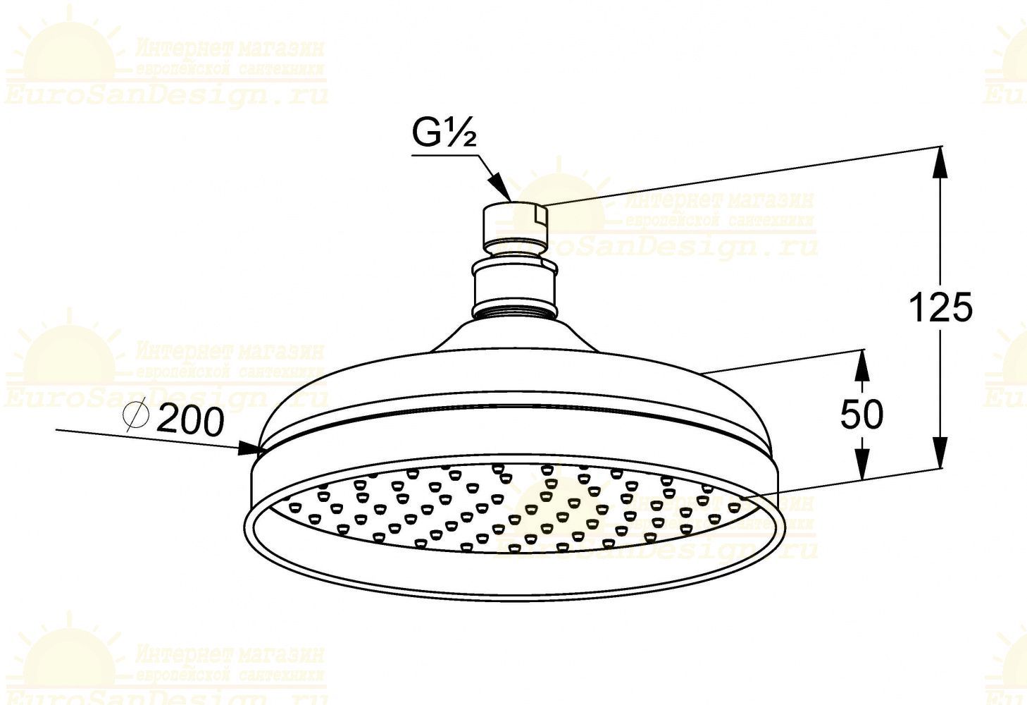 Верхний душ Kludi Adlon 2751005 D20 см цвет хром схема 2