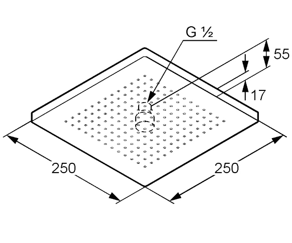 Верхний душ Kludi A-Qa Eco 6654105-00 25 x 25 см квадратный схема 2