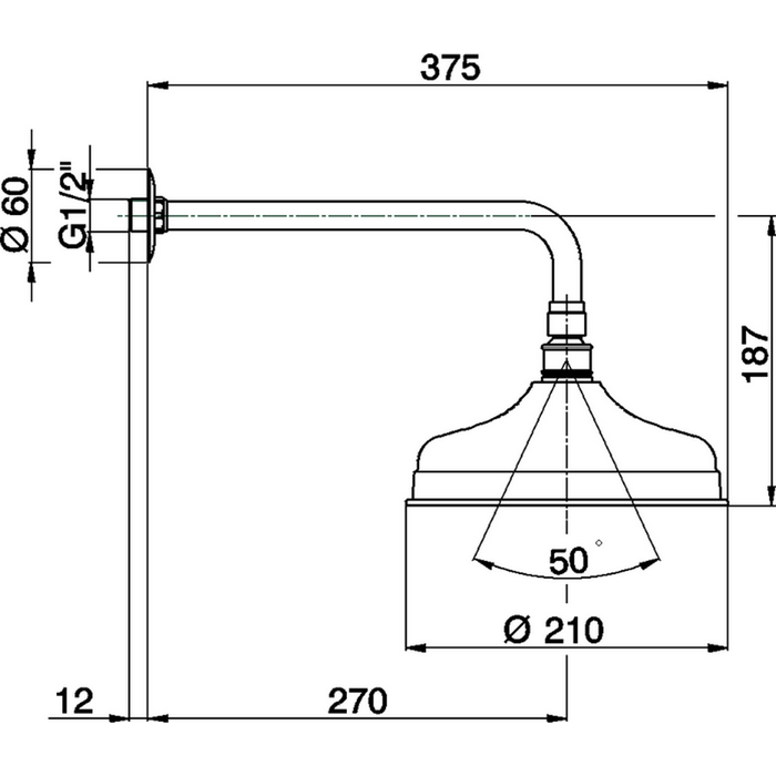 Верхний душ Cisal D210мм схема 2