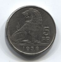 5 франков 1938 года Бельгия