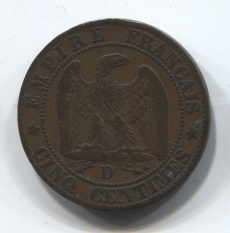5 сантимов 1854 года Франция D