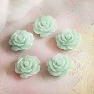 Кабошон Мятные розочки, 2 см - 3 шт
