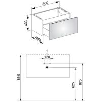 чертёж тумбы Keuco Plan 800