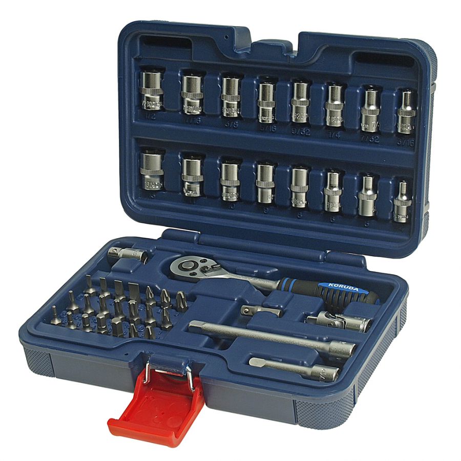 НАБОР ГОЛОВОК ТОРЦЕВЫХ 1/4" 6-ТИ ГРАННЫХ В КЕЙСЕ 44 ПРЕДМЕТА KORUDA