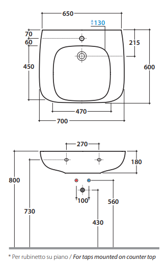 Раковина Globo Argento GEA70BI 70 x 60 GEA70.BI ФОТО