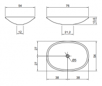 Раковина Antonio Lupi Rim Rim76 76x54 схема 2