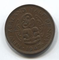 1/2 пенни 1947 Новая Зеландия