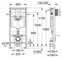 Инсталляция Grohe Rapid SL 38775001 в комплекте с крепежом и кнопкой схема 2