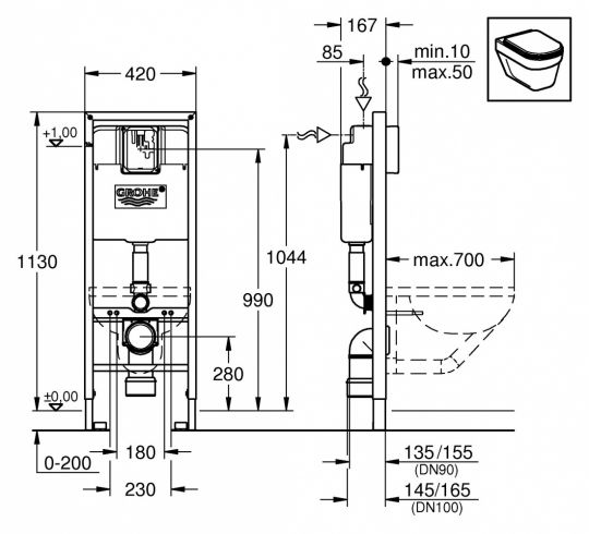 Инсталляция для унитаза Grohe Rapid SL 38675001 схема 34