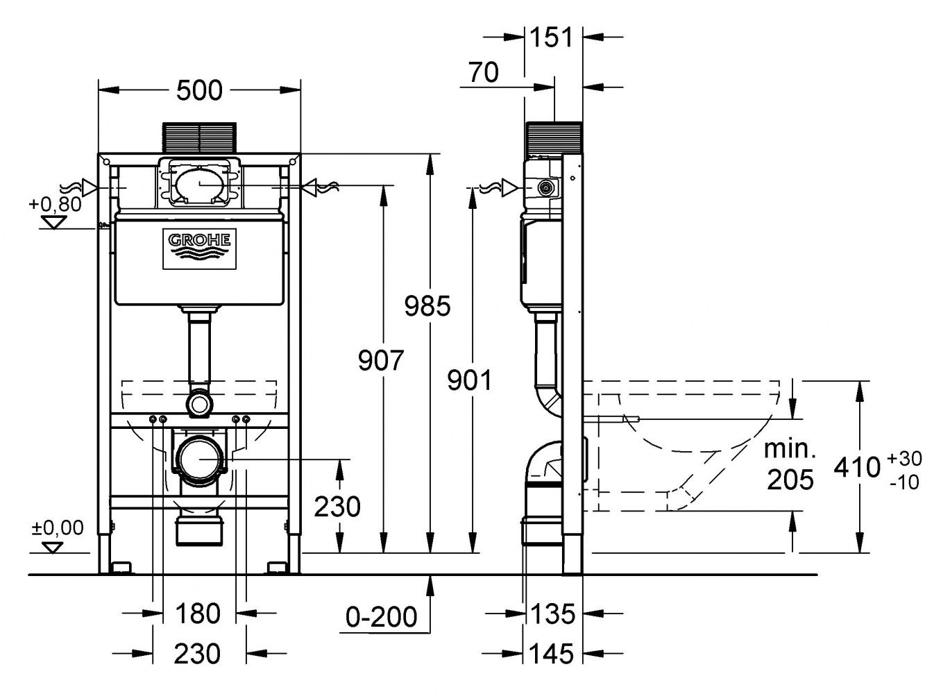 Инсталляция Grohe Rapid SL 38525001 для унитаза схема 15